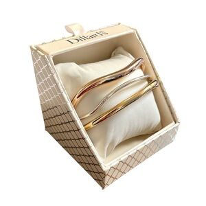 Dillard’s Set of 3 Sculptural Metal Bracelets Gold & Silver Tone New in Box NWT
